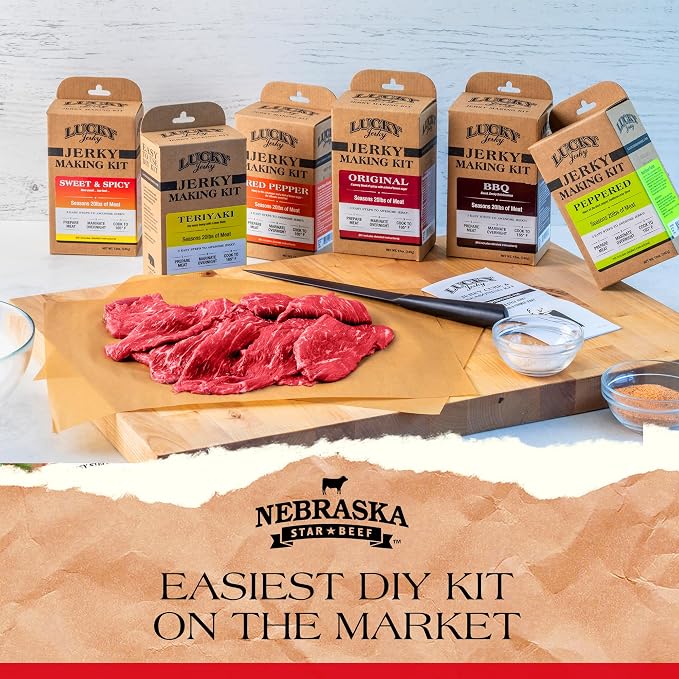 Lucky Jerky Original DIY Beef Jerky Seasoning and Cure Kit, 12 Oz | Make Your Own Original Beef Jerky at Home, Savory Classic Flavor, Seasons 20 lbs of Meat