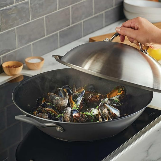 Circulon A1 Series with ScratchDefense Technology Nonstick Induction Wok with Lid, 14 Inch, Graphite