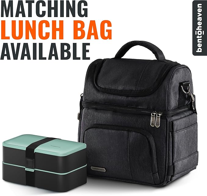 Bentoheaven Premium Bento Box Adult Lunch Box with Compartments for Women & Men, Set of Utensil & Chopsticks & Dip Container, Cute Japanese Kids Bento Lunch Box, Microwavable (Billie Green)