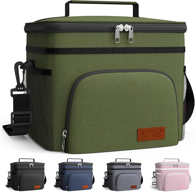 HOTOR Insulated Lunch Box Men Women Leak-Proof Cooler Lunch Bag 15L | 4 Pockets, Adjustable Strap, Ideal for Work, Picnic, Travel, Camping, Gift