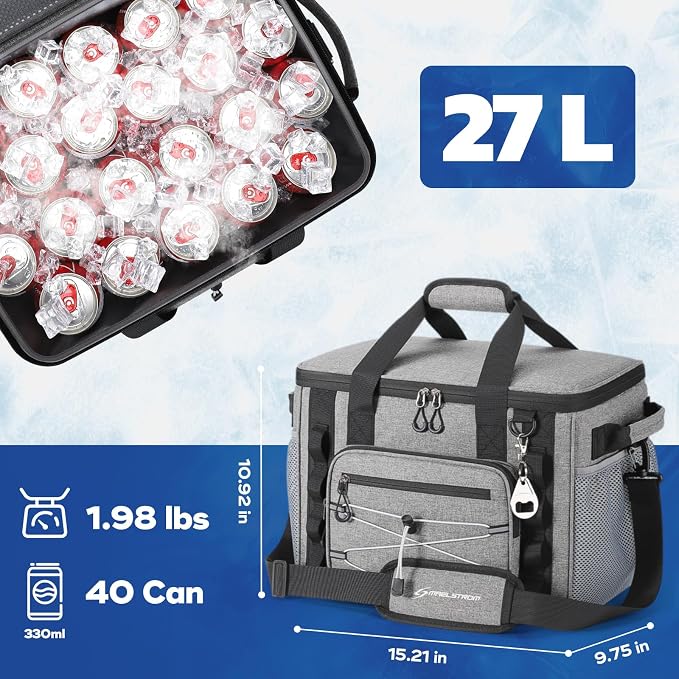 Maelstrom 30/40 Can Soft Cooler Bag, Leakproof Insulated Ice Chest | 24h Cold (With Ice), 5-Layer Insulation, Multi-Pockets ,Lightweight,Perfect For Camping, Beach, Hiking, Kayaking, Road Trips