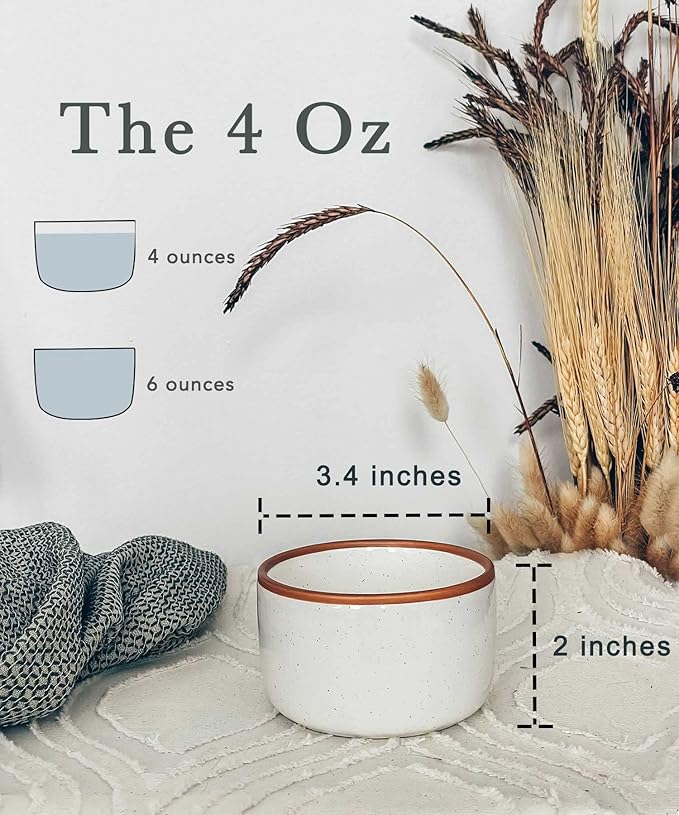 Mora Ceramic Ramekins - 4oz, Set of 6 - Small Oven Safe Baking Dishes/Cups - For Personal Pudding, Creme Brulee, Souffle, Serving Dip, Custard, Ice Cream - Single Mini Bowls - Vanilla White