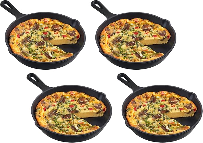 DASH Zakarian 9.5" Nonstick Cast Iron Skillet with Pour Spouts for Searing, Baking, Grilling, Roasting and More - Black (Pack of 4)