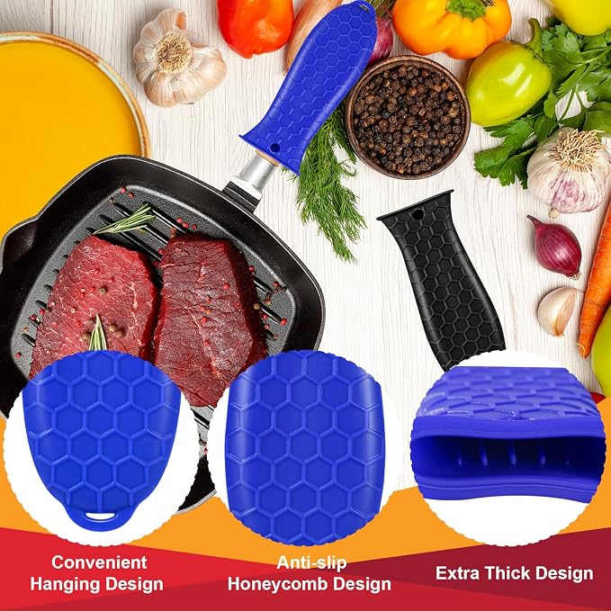10Pcs Cast Iron Handle Cover, Silicone Pot Holders | Non-Slip Heat Resistant Cast Iron Skillet Covers Potholder for Frying Pans and Griddles Kitchen Supplies under 400℉