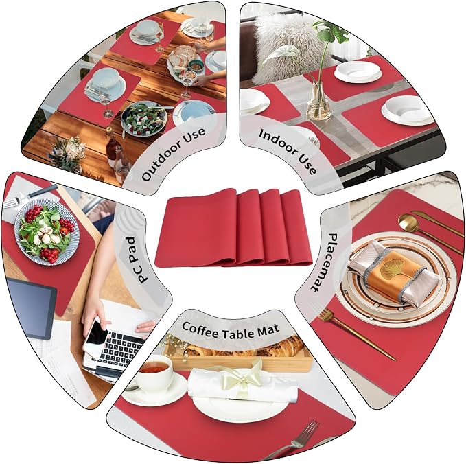 Silicone Table Mats Set of 4,Heat Resistant Mats,Washable Placemats, Silicone Placemats for Dining Table and Kitchen Table.