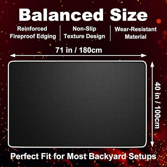 Under Grill Mat for Outdoor Grill – 71 x 40 Inch Fireproof Deck Protector, Heat Resistant & Waterproof BBQ Mat, Ideal Gift for Dad, Great for Gas, Charcoal Grill, Smoker, Fire Pit