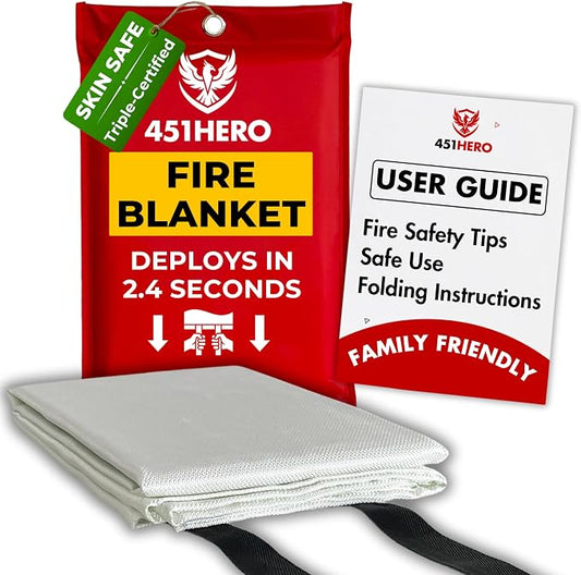 Emergency Fire Blanket – 1 Pack, Triple Certified, Comfort Weave Skin-Safe Fiberglass, Fire Blanket for Kitchen, Home & Camping | Fast Deployment, Mess-Free, Trusted Protection