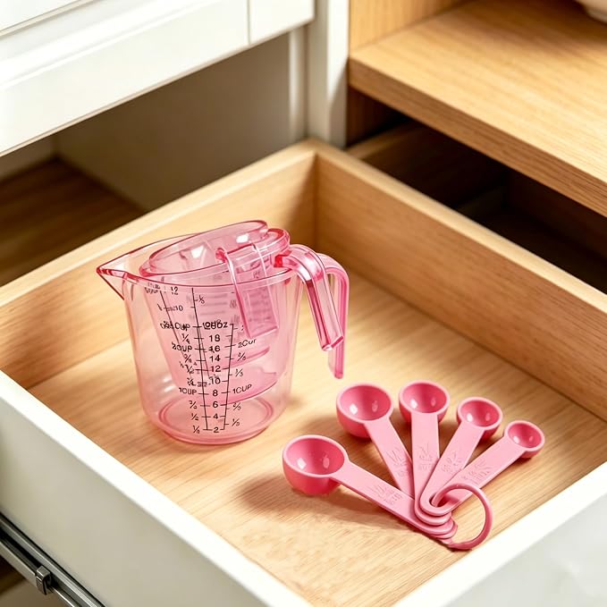 Pink Measuring Cups Set, Multi-size Liquid Cup Premium Kitchen Accessories, Ideal Baking Tool Set for Home Cooking & Decor