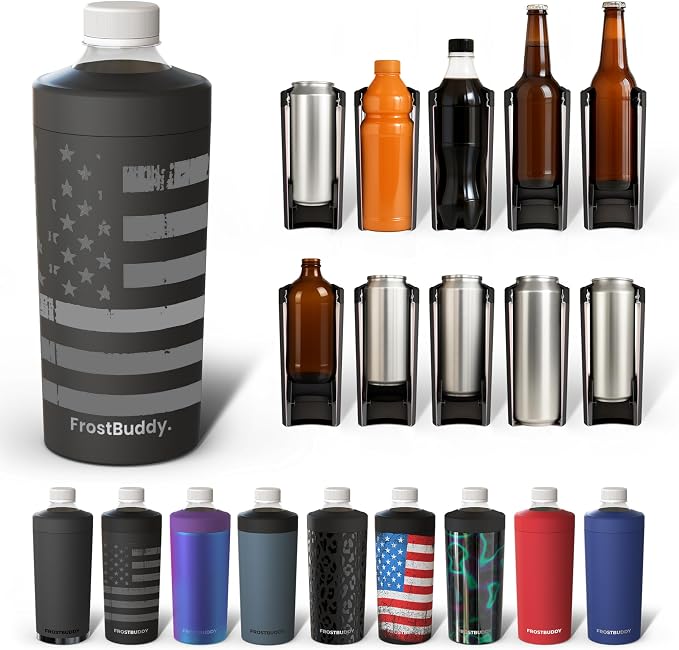Frost Buddy XL Can Cooler - Fits 12-24 oz Cans (Gunmetal Glory) | Keeps drinks chilled 12+ hrs | No sweat, no condensation | Fits slim & standard cans