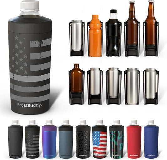 Frost Buddy XL Can Cooler - Fits 12-24 oz Cans (Gunmetal Glory) | Keeps drinks chilled 12+ hrs | No sweat, no condensation | Fits slim & standard cans