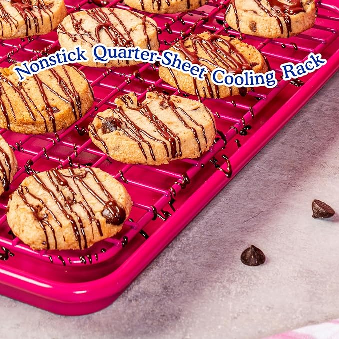 Great Jones Little Chill Wire Cooling Rack (Pepper) | Nonstick Baking Rack, Heavy-Duty Aluminized Steel | Fits Quarter-Sheet Pans for Cooking and Baking | Oven-Safe 450°F, Dishwasher-Friendly