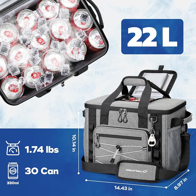 Maelstrom 30/40 Can Soft Cooler Bag, Leakproof Insulated Ice Chest | 24h Cold (With Ice), 5-Layer Insulation, Multi-Pockets ,Lightweight,Perfect For Camping, Beach, Hiking, Kayaking, Road Trips