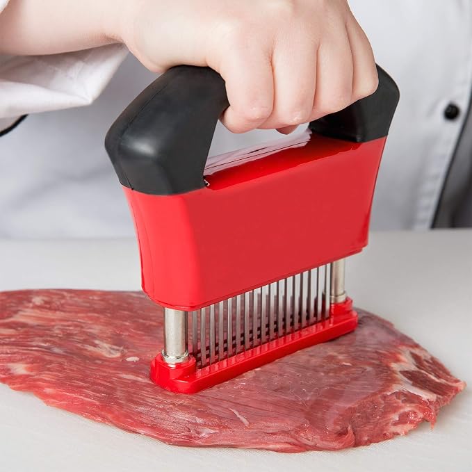 Chef Master Meat Tenderizer Tool - Handheld Meat Tenderizer Machine with Stainless Steel Needle-Blades - Sharp for Steak, Beef, Chicken, Turkey, Pork, Fish - Professional Kitchen Cooking Equipment