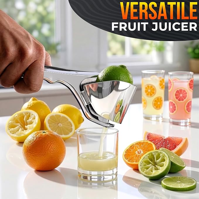 Lemon Squeezer Stainless Steel, Heavy Duty Flat Fold Citrus Juicer | Lime Squeezer Presses Lemons and Oranges to the Last Drop for Prep - Manual, Rust-Resistant, Easy to Clean, Dishwasher-Safe