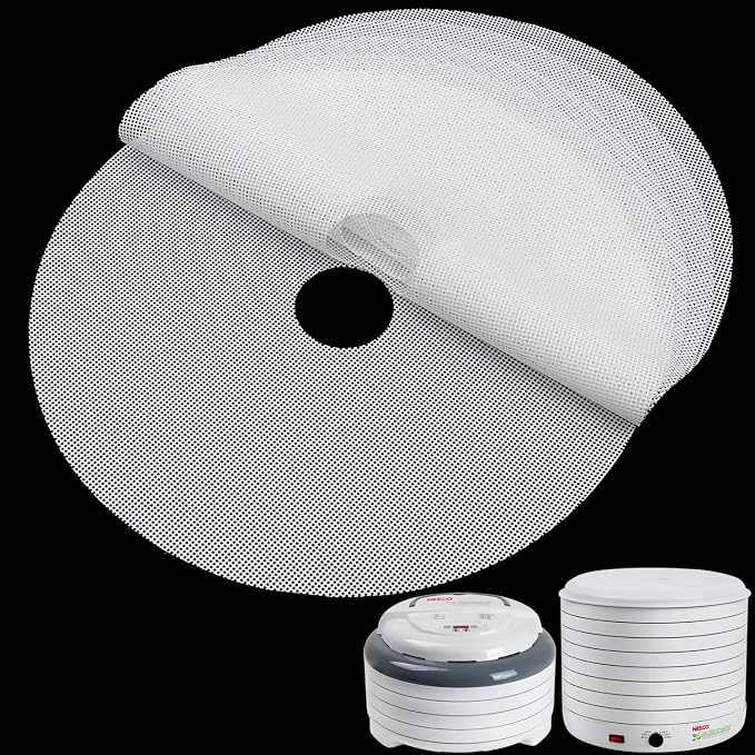 GUCUJI Round Silicone Dehydrator Sheets for NESCO FD-1010 FD-1018A FD-1040 FD-1040P, Non-Stick BPA Free, Pack of 8 (Premium Reusable Food Dehydrator Mesh Mats)