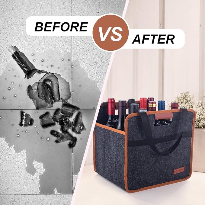 Foyego 9 Bottle Wine Tote Bag, Insulated Thermal Padded Wine Carrier Tote, Reusable Wine Bags for Travel, Camping and Picnic, Perfect Wine Lover Gift