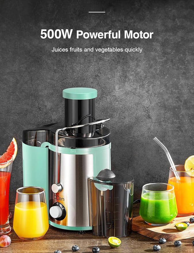 Juicer Machine 800W Centrifugal Juicer with Wide Mouth Feed Chute | For Fruits And Vegetables, Stainless Steel, BPA-Free Parts, Easy To Clean, Aqua, Fast Juice Extraction