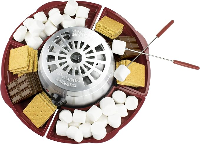 Indoor Electric Stainless Steel S’mores Maker with 4 Trays and 4 Roasting Forks