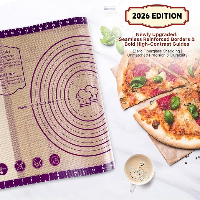 Baking Mat, 28" x 20" Silicone Food Grade Extra Large Non Stick Baking Sheet Mat with Measurement Non-slip Dough Rollin Counter Mat for Making Cookies, Macarons, Bread and Pastry