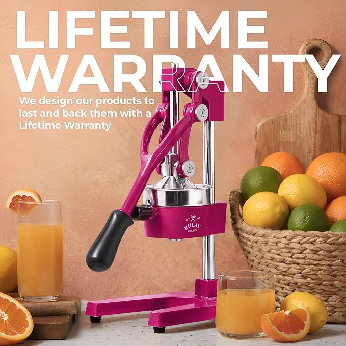 Zulay Kitchen Cast Iron Juicer - Heavy Duty Manual Juicer with Detachable Strainers for Easy Cleaning, Orange Juice Press for Citrus Fruits, Perfect for Bartenders, Juice Lovers & Health Enthusiasts