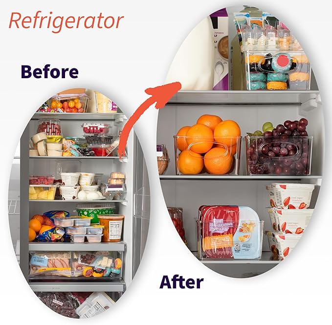 ClearSpace Pantry Organizers and Storage and Cabinet Organizer, 8 Pack | Organize snacks, groceries, and kitchen essentials with storage bins designed for pantry shelves, refrigerators, and cabinets