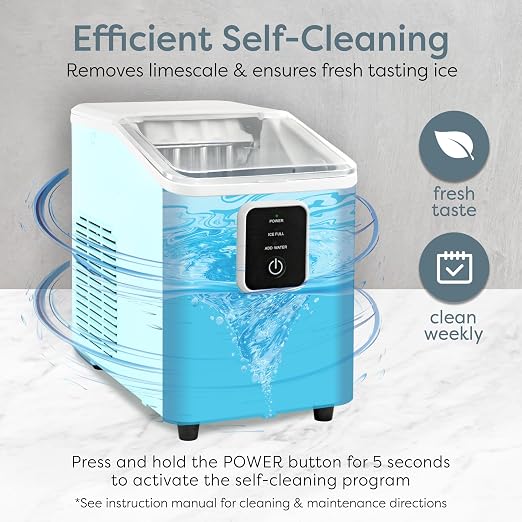 Igloo Portable Ice Maker with Scoop & Basket- Ice Maker with LED Control Panel & 1 Quart Water Tank- Ice Cube Maker Produces 26 Lbs Of Ice In 24 Hours with 8 Large or Small Cubes In 7-8 Minutes - Aqua