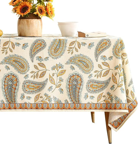 patdrea Designer Vintage French Rectangle Table Cloth,Italian Floral Wrinkle Free Farmhouse Extra Long Tablecloth,Decor Table Cover for Kitchen Dining,Christmas,Thanksgiving,67"x118"-Lysaniya
