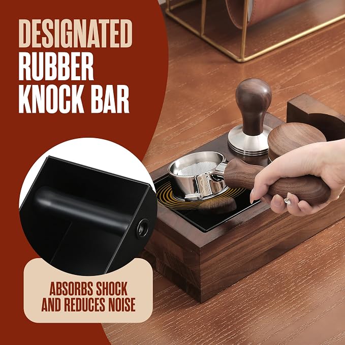 Espresso Accessories Set, Knock Box and Tamping Station, 1 Pack (Brown) | Houseables Coffee Stirrer WDT Tool, Latte Art Pen for Espresso and Cappuccino, Black Brown Silver