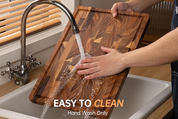 Walnut Cutting Board for Kitchen, Wooden Cutting Boards | End Grain Cutting Board with Juice Groove & Handles, 16.5", natural oil finish, non-slip feet,rounded edges, gift box