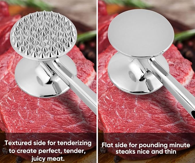 Aliglow Meat Tenderizer Hammer Tool Mallet Pounder for Kitchen Tenderizing Steak Beef Poultry,Heavy Duty Dual-Sided Tenderiser with Soft Grip Handle - Multifunctional Beater for Chicken,Fish, Baking