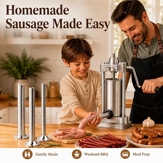 3 Size Stainless Steel Sausage Stuffer Tubes Kit | Replacement Funnels for LEM Sausage Stuffers (Includes 3/4", 1/2", 3/8" Sizes)