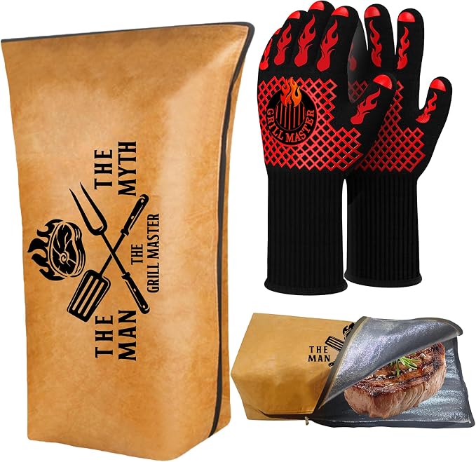Smoker Accessories BBQ Blanket for Resting Meat, Christmas Dad Gifts for Men Resting Blanket for Smoking, Reusuable Large Capacity Keep Warm Tender and Juicy Grilling Gloves Heat Resistant