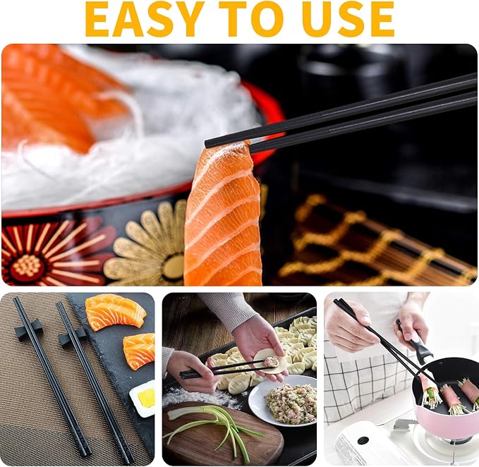 12 Pairs Fiberglass Chopsticks Reusable Chop Sticks Black Chopstick Dishwasher Safe Japanese