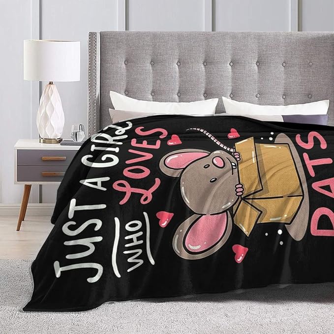 Just A Girl Who Loves Rats Blanket Soft Cozy Mouse Rat Plush Throw Blanket Warm Animal Flannel Fleece Stuff Decor Blanket Gifts for Lover Teens Kids Girls Boys Women Adults Bed Travel 40"x50"
