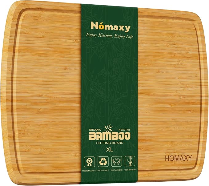 Homaxy Extra Large Bamboo Cutting Boards for Kitchen, 18x12.5" | XL Cutting Board with Juice Groove, Butcher Block Wooden Chopping Board for Kitchen, Meat, Fruit & Vegetables, Pre Oiled