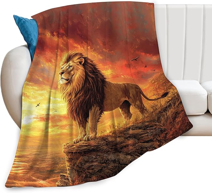 Lion Blanket Soft Cozy Lion Fleece Throw Blanket Warm Lightweight Animal Flannel Plush Bedding Stuff Decor Blankets Gifts for Lover Girls Boys Kids Women Adults Bed Travel 50"x60"