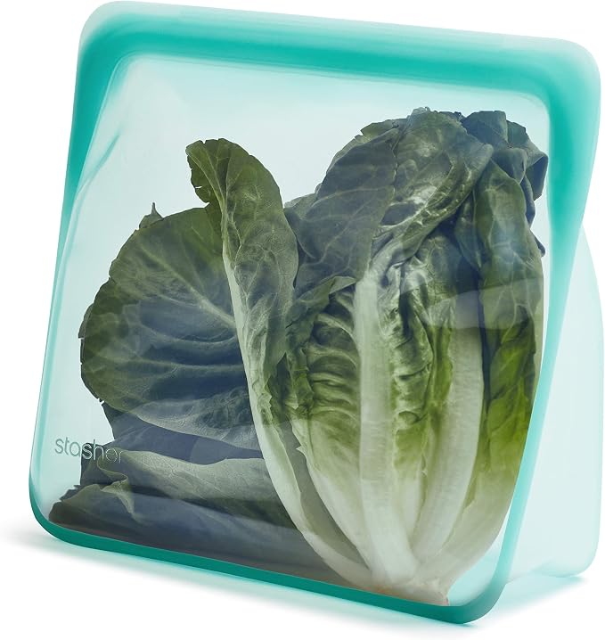 Stasher Premium Reusable Silicone Stand-Up Mega Bag, Aqua, 104 oz | Food-Safe Silicone, Eco-Friendly, Reusable Freezer Bags, Microwave, Dishwasher, Pantry, Meal Prep, Travel Bag, Bulk Storage