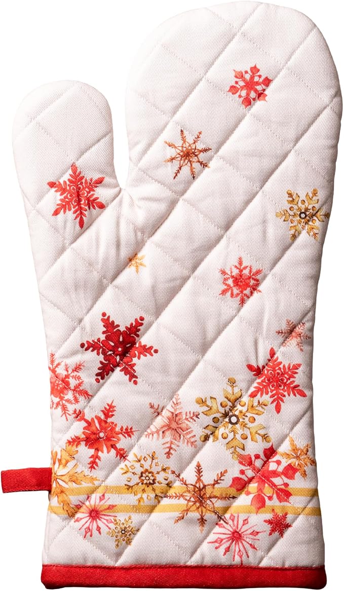 Maison d'Hermine Oven Gloves 100% Cotton Oven Mitt (7" x 13", Pack of 1) | With Loop Heat Resistant BBQ Cooking Gloves Baking Kitchen Handling Hot Pans Thanksgiving Christmas - Crystal Star