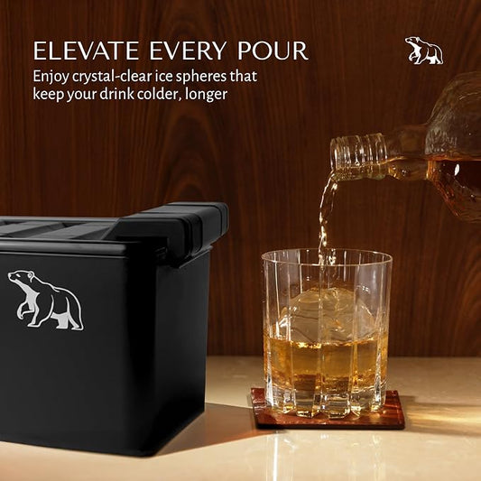 Elyzn 8 Sphere Clear 2” Ice Ball Maker Mold for Whiskey & Cocktails – Creates 2 Inch Round Crystal Clear Ice Spheres for Home Bars, Bourbon, and Mixology – Durable Silicone & Hard Shell Design