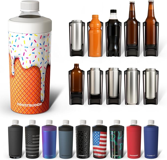 Frost Buddy XL Can Cooler - Fits 12-24 oz Cans (Vanilla Ice Cream) | Keeps drinks chilled 12+ hrs | No sweat, no condensation | Fits slim & standard cans | Durable, portable design