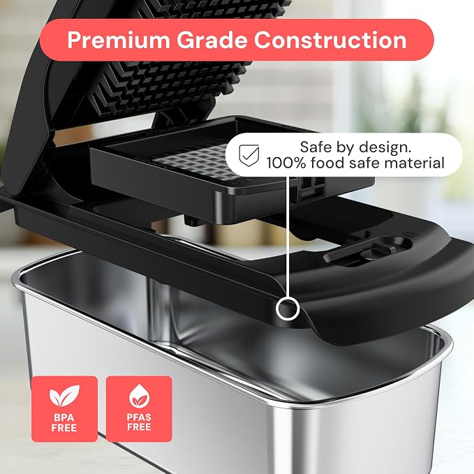 Fullstar Pro Original Vegetable Chopper & Mandoline Slicer Kitchen Gadget | 8 in 1 Veggie Slicer, Onion & Fruit Cutter with Sharp Stainless Steel Blades & Container (Stainless Steel)