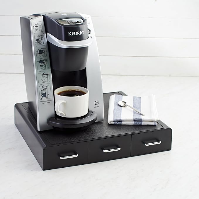 Amazon Basics K-Cup Compatible Coffee Pod Storage Drawer, 3 Easy-Open Drawers, 36 Pod Capacity, Black