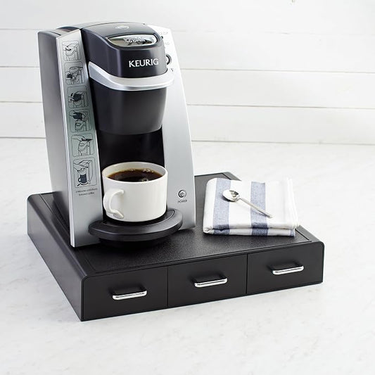 Amazon Basics K-Cup Compatible Coffee Pod Storage Drawer, 3 Easy-Open Drawers, 36 Pod Capacity, Black