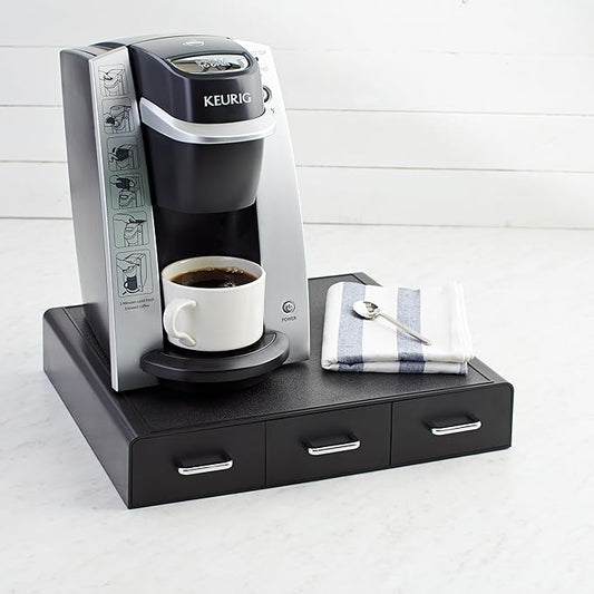 Amazon Basics K-Cup Compatible Coffee Pod Storage Drawer, 3 Easy-Open Drawers, 36 Pod Capacity, Black (Pack of 6)