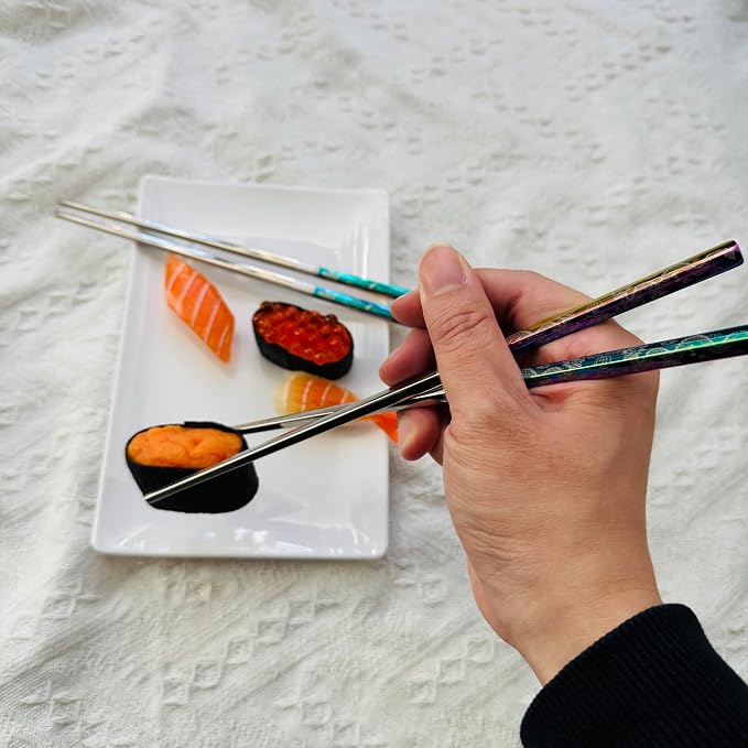 2Pairs Stainless Steel Chopsticks Reusable Dishwasher Safe Dragon Phoenix | Engraved chopsticks set