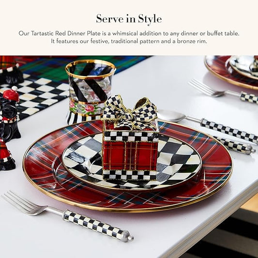 MACKENZIE-CHILDS Enamel Dinner Plate, Decorative Dinnerware Plate, 10 Inches, Tartastic