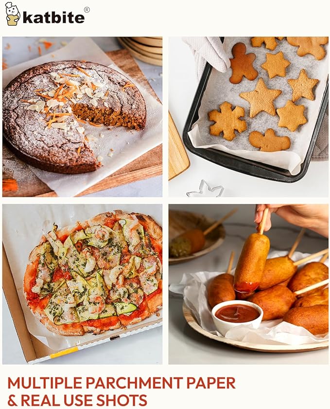 Katbite 75Pcs White Parchment Paper Sheets 12x16IN, Pre-Cut Heavy Duty Parchment Baking Paper, Non-Stick Half Sheet White Baking Parchment Paper for Air Fryer, Baking Cookie Pans[Advanced Series]