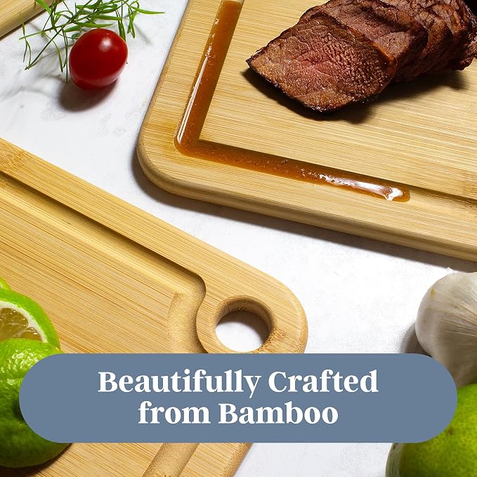 Totally Bamboo Cutting Boards for Kitchen with Juice Groove, Set of 3 – Bamboo Wood Cutting Board Set in Small, Medium & Large Sizes