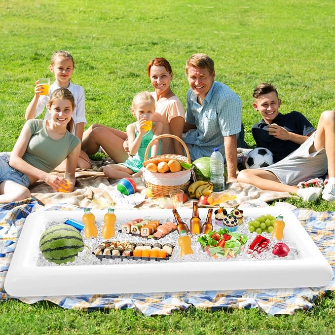 Jasonwell Inflatable Serving Bars Ice Buffet Salad Serving Trays Food Drink Holder Cooler Containers Indoor Outdoor BBQ Picnic Pool Party Supplies Beach Luau Hawaiian Tropical Cooler