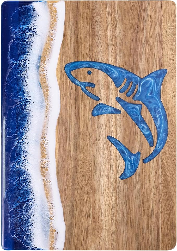 shark Ocean Charcuterie board: Resin Cutting Board with Unique Blue shark Pattern, Decorative cutting board for Fruit, Vegetable, Cheese and meat, Kitchen, Gift